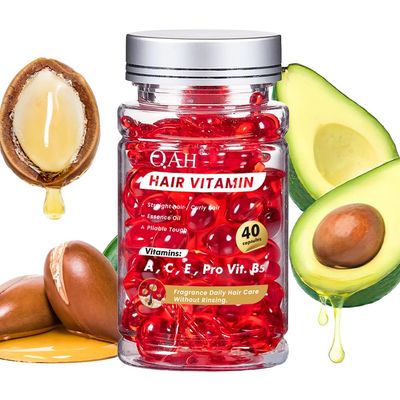 QAH Hair Treatment Serum 40 Capsules with Argan Macadamia Avocado Oils, Vitamins A C E Pro B5 for Frizzy and Dry Damaged Hair,No Rinse for All Hair Types