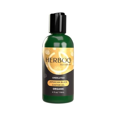 HERBOO Botanicals Undiluted Jamaican Black Castor Oil - 118mL 100 Organic Made in Jamaica for Hair Growth, Moisturize Skin