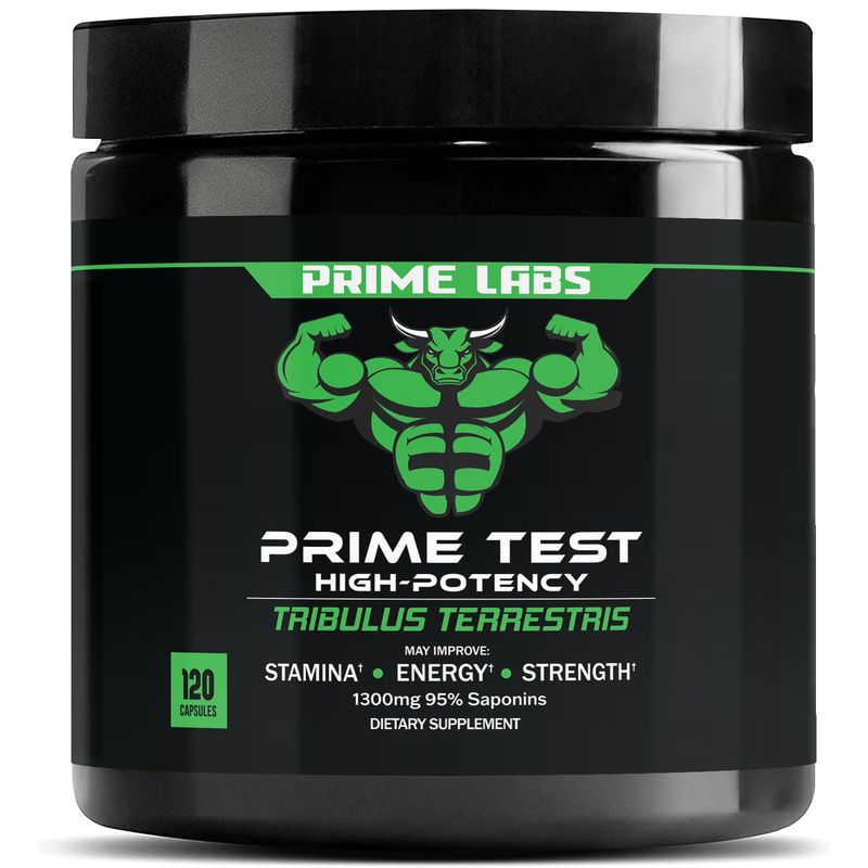 Prime Labs Tribulus Terrestris for Men 1300mg - Enhanced with 95 Saponins - Energy, Vitality, Strength - 120 Count