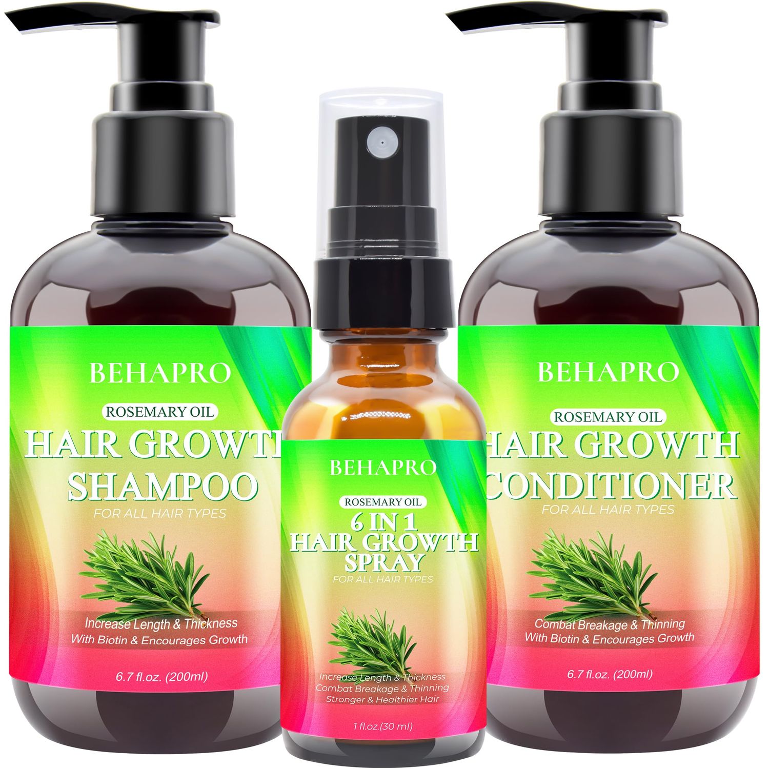 Hair Growth Shampoo and Conditioner Set wHeat Protectant Spray,Rosemary Biotin Keratin Argan Oil Sulfate Free Routine Hair Growth Products for Thinning Hair Hair Loss,Birthday Gifts for Women Men
