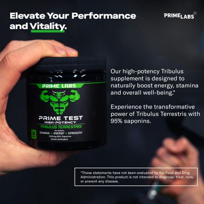 Prime Labs Tribulus Terrestris for Men 1300mg - Enhanced with 95 Saponins - Energy, Vitality, Strength - 120 Count