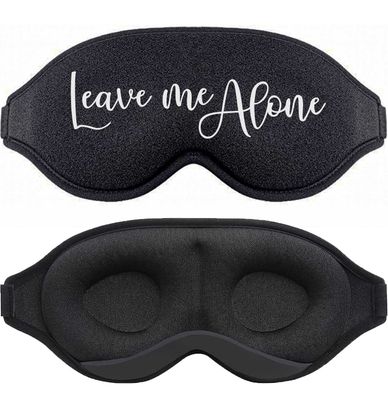 Sleep Eye Mask for Men Women, 3D Contoured Cup Sleeping Mask Blindfold, Blackout Design, Personalized Sleep Mask Funny Eye Mask (Leave Me Alone)