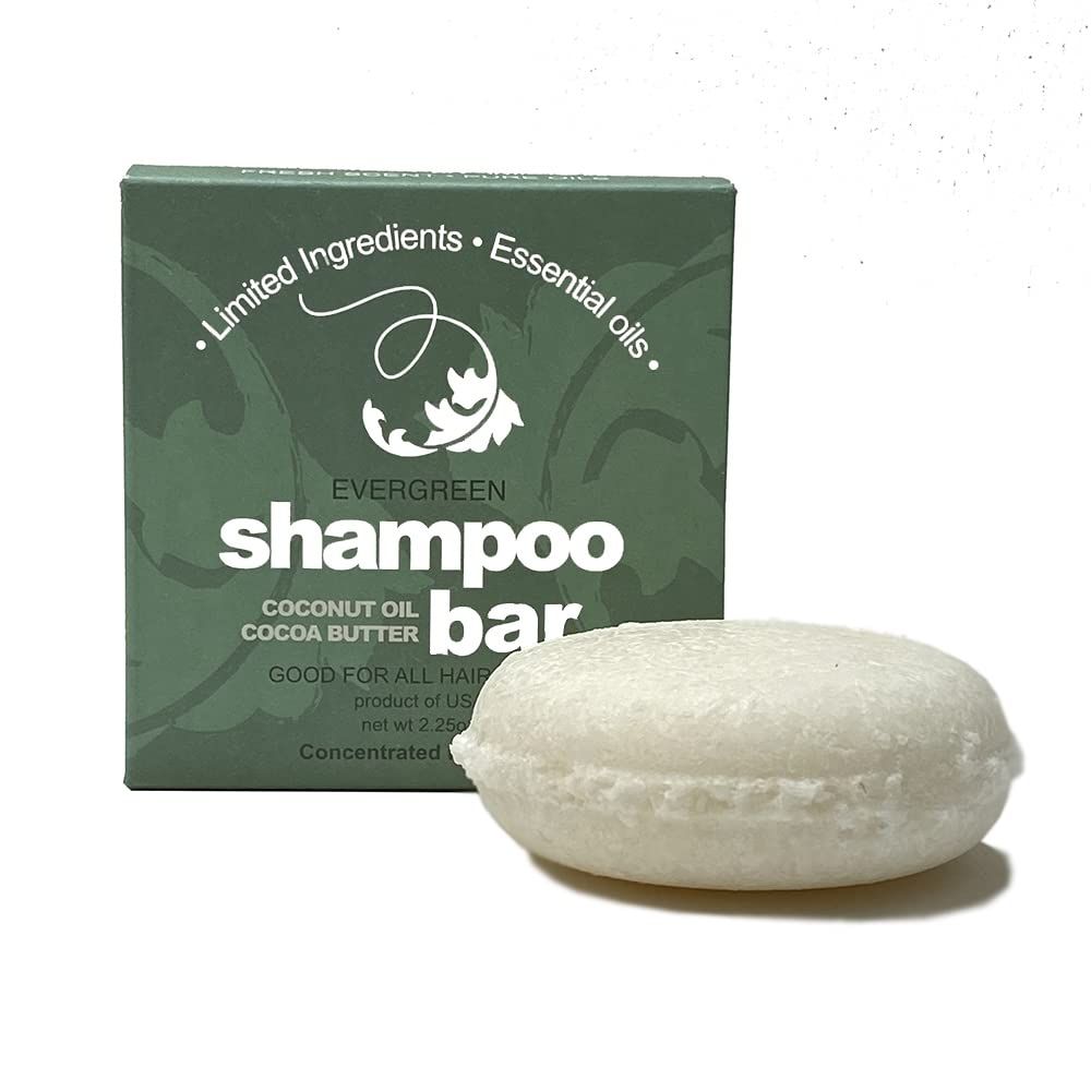 SPIRALEAF Shampoo Shave Bar - Plant-Based Shampoo Shave Bar for All Hair Types, Concentrated Formula with Essential Oils, Limited Ingredients,USA Made, 2.25oz -Evergreen