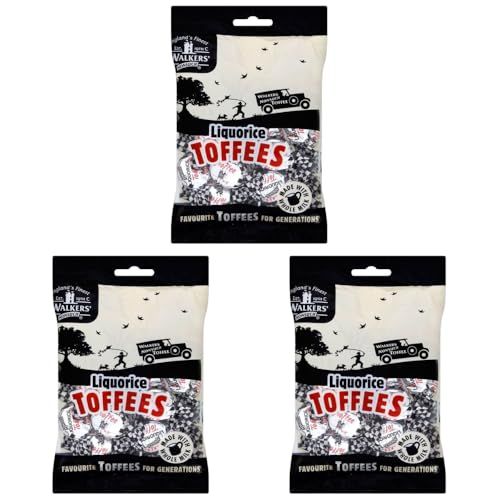 Walkers&#39; Nonsuch Liquorice Toffees with Condensed Milk Black Treacle Imported from the UK Traditional British Candy Old Fashioned Licorice Toffee 5.29 Oz (Pack of 3)