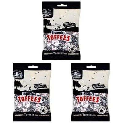 Walkers&#39; Nonsuch Liquorice Toffees with Condensed Milk Black Treacle Imported from the UK Traditional British Candy Old Fashioned Licorice Toffee 5.29 Oz (Pack of 3)