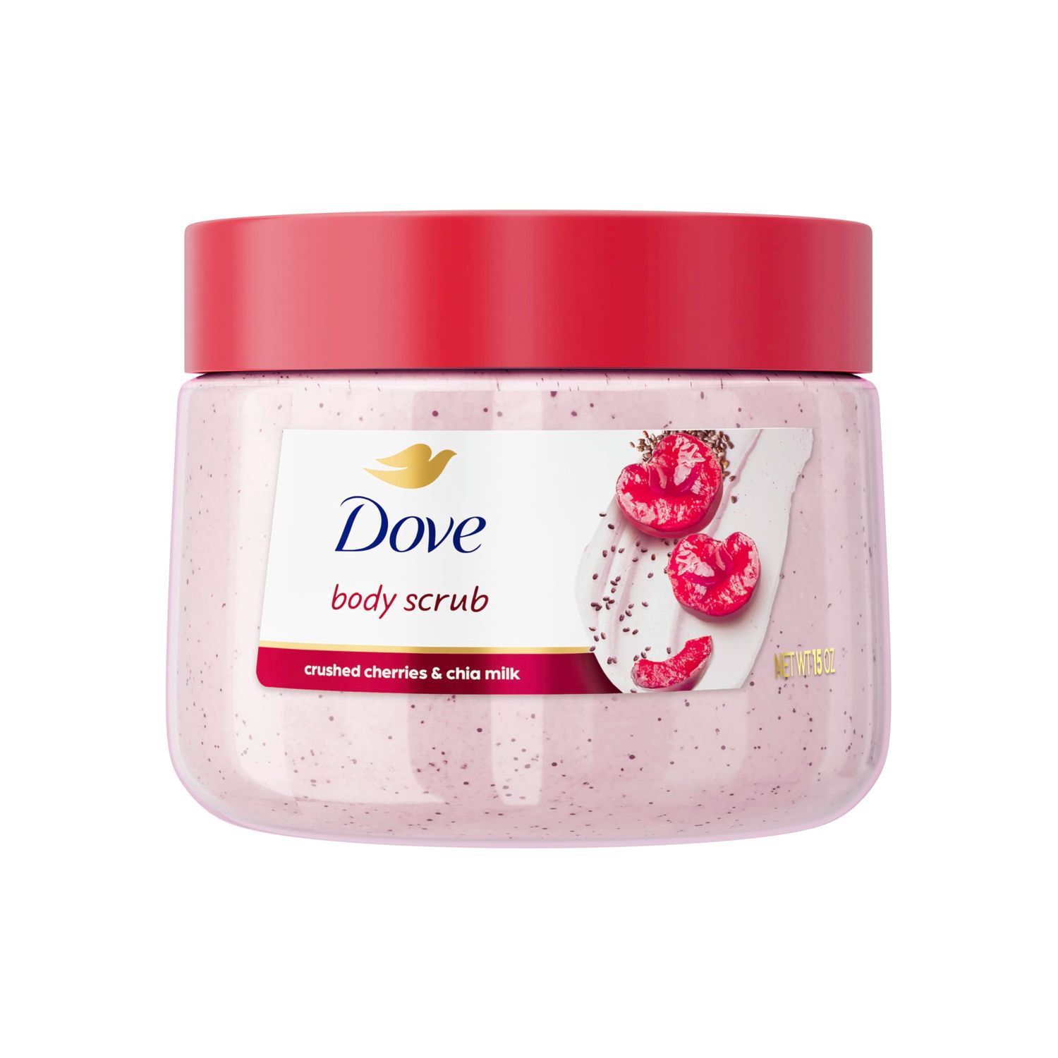 Dove Cherry Chia Body Scrub Exfoliates and Deeply Nourishes for Smooth, Radiant Skin 15oz