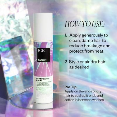IGK Cash In Instant Repair Hair Serum Reduce Breakage Increase Strength Silicone-Free 1.7 oz (Pack of 2)