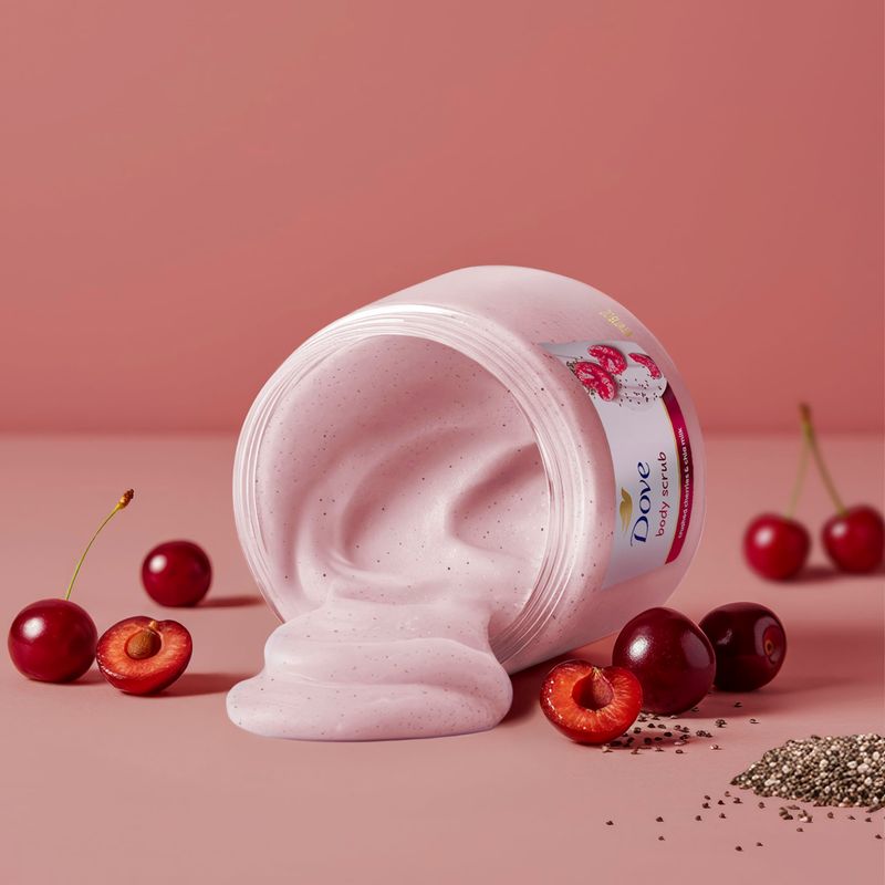Dove Cherry Chia Body Scrub Exfoliates and Deeply Nourishes for Smooth, Radiant Skin 15oz