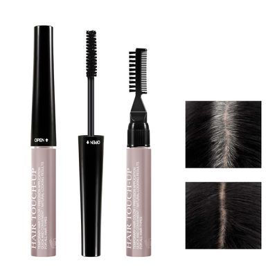 GEUUFEA Root Touch Up Hair Color, 3 In 1 Gray Hair Concealer Stick with Precision Applicator, Temporary Hairline Filler, Multi-Purpose Mascara for Eyebrow and BeardBlack