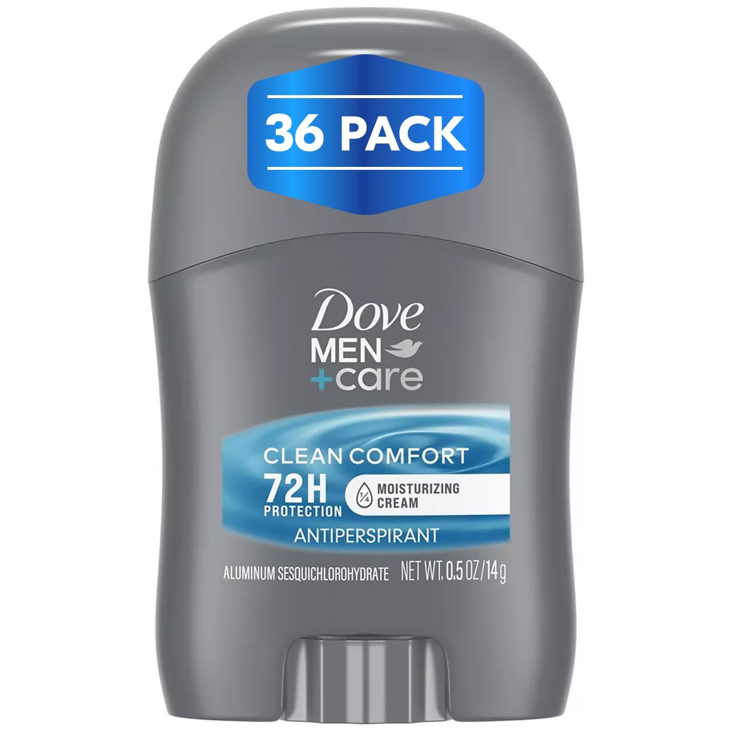 Dove MenCare Clean Comfort Antiperspirant, 36-Pack -Mens Mini Deodorant, Travel Size, Bulk, 72H Protection, 0.5 Oz Ea