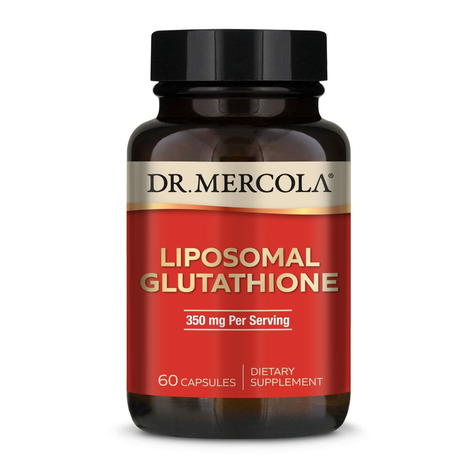 Dr. Mercola Liposomal Glutathione - 350 mg per Serving - Supports Energy Production - High Absorption - Non-GMO, Gluten-Free Soy-Free - 60 Capsules (30 Servings)