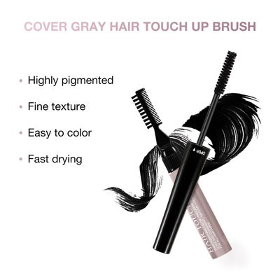 GEUUFEA Root Touch Up Hair Color, 3 In 1 Gray Hair Concealer Stick with Precision Applicator, Temporary Hairline Filler, Multi-Purpose Mascara for Eyebrow and BeardBlack