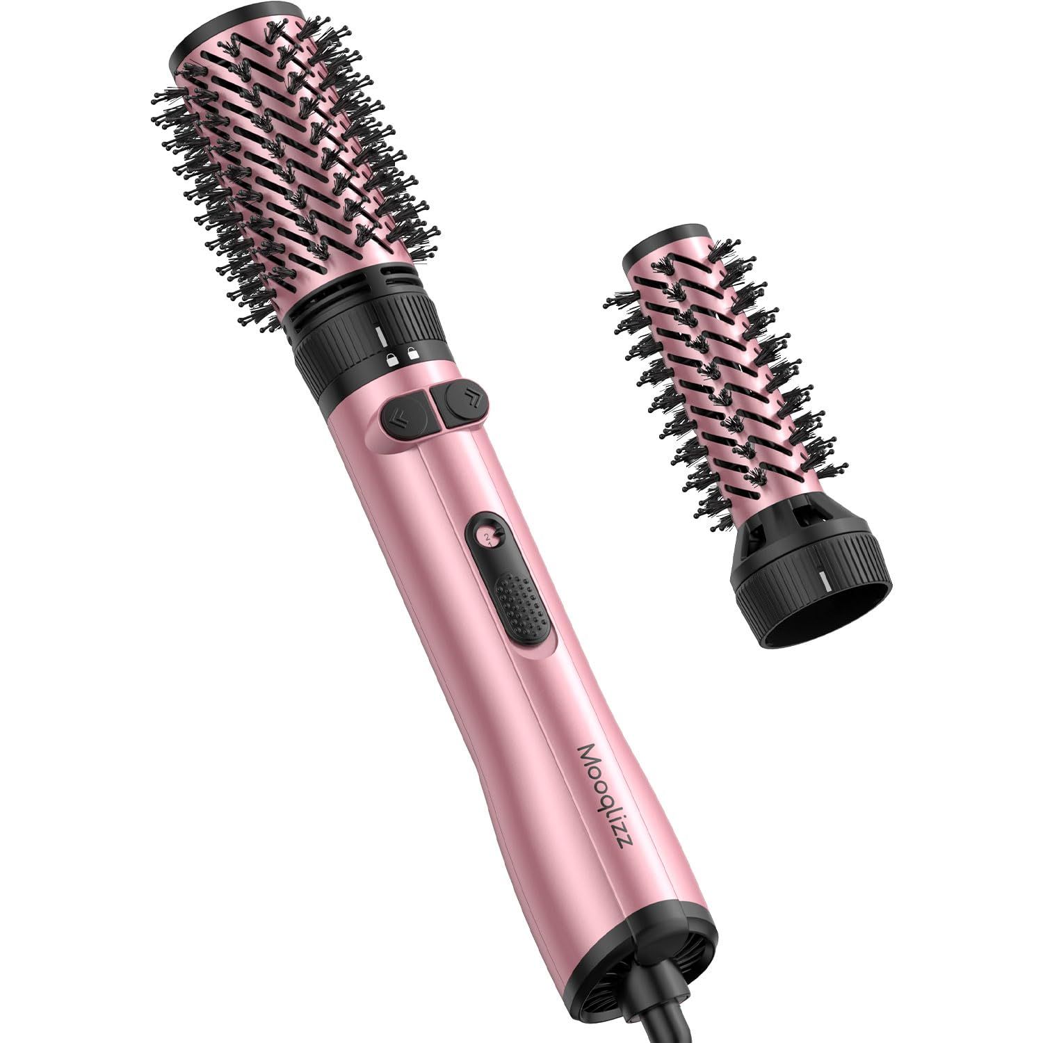 Mooqlizz Rotating Hair Dryer Brush, Spinning Blow Dryer Brush with 2 Brushes (1.5&quot; 2&quot;), 4 in 1 Hot Air Brush Multi-Temperature Settings