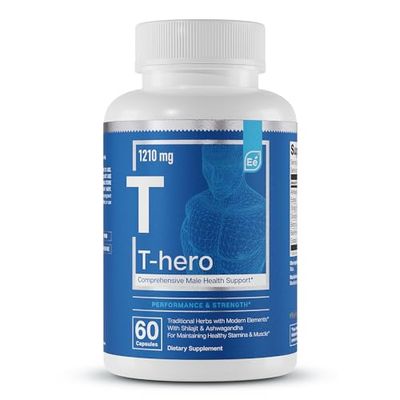 Essential Elements Male Health Supplement - Muscle Support T-Health with DIM, Ashwagandha, Shilajit, More T-Hero 60 Vegan Capsules