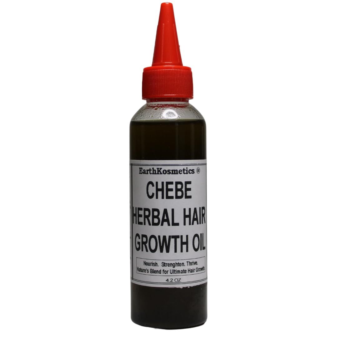 Chebe Herbal Hair Growth Oil is made with 18 Potent Oils including CHEBE and Karkar oil, and is effective for Hair Growth, Strength, Hydration Scalp Nourishment