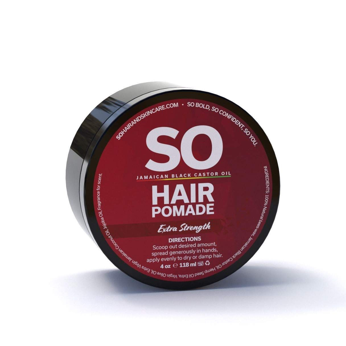 SO Jamaican Black Castor Oil Hair Pomade Ideal for Dry Scalp Split EndsHair BreakagesHair FrizzDandruff and Hair Growth For Men Women, Extra Strenght, 4 Oz