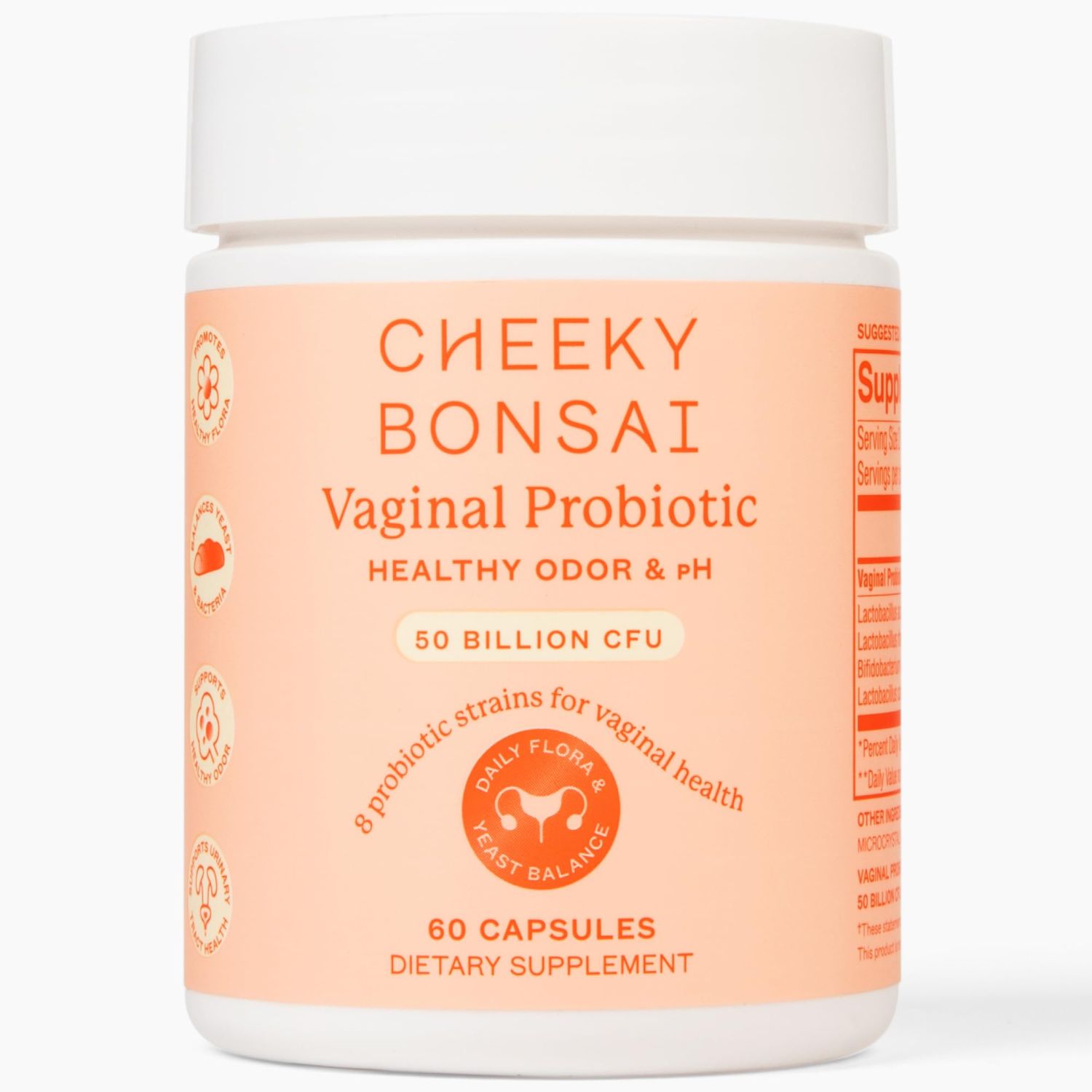Cheeky Bonsai Vaginal Probiotic for Women pH Balance with Maximum Support 50 Billion CFU Probiotics - 8 Unique Strains for Her - Lactobacillus Blend - 60 Cap