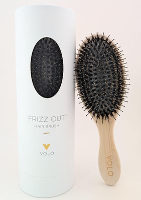 VOLO Frizz Out Bamboo Hair Brush for Anti Frizz, Scalp Care, Detangler with Boar Bristles Nylon Pins, Works for All Hair Types, Travel Hairbrush for Women Men