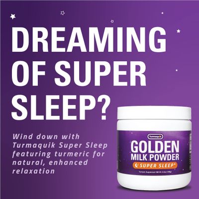 Turmaquik Organic Golden Moon Milk Turmeric Powder Mix, Super Sleep Superfood Blend of Melatonin, Valerian, Chamomile, Lemon Balm, Ginger, Black Pepper, Curcumin, Cinnamon, Cardamom
