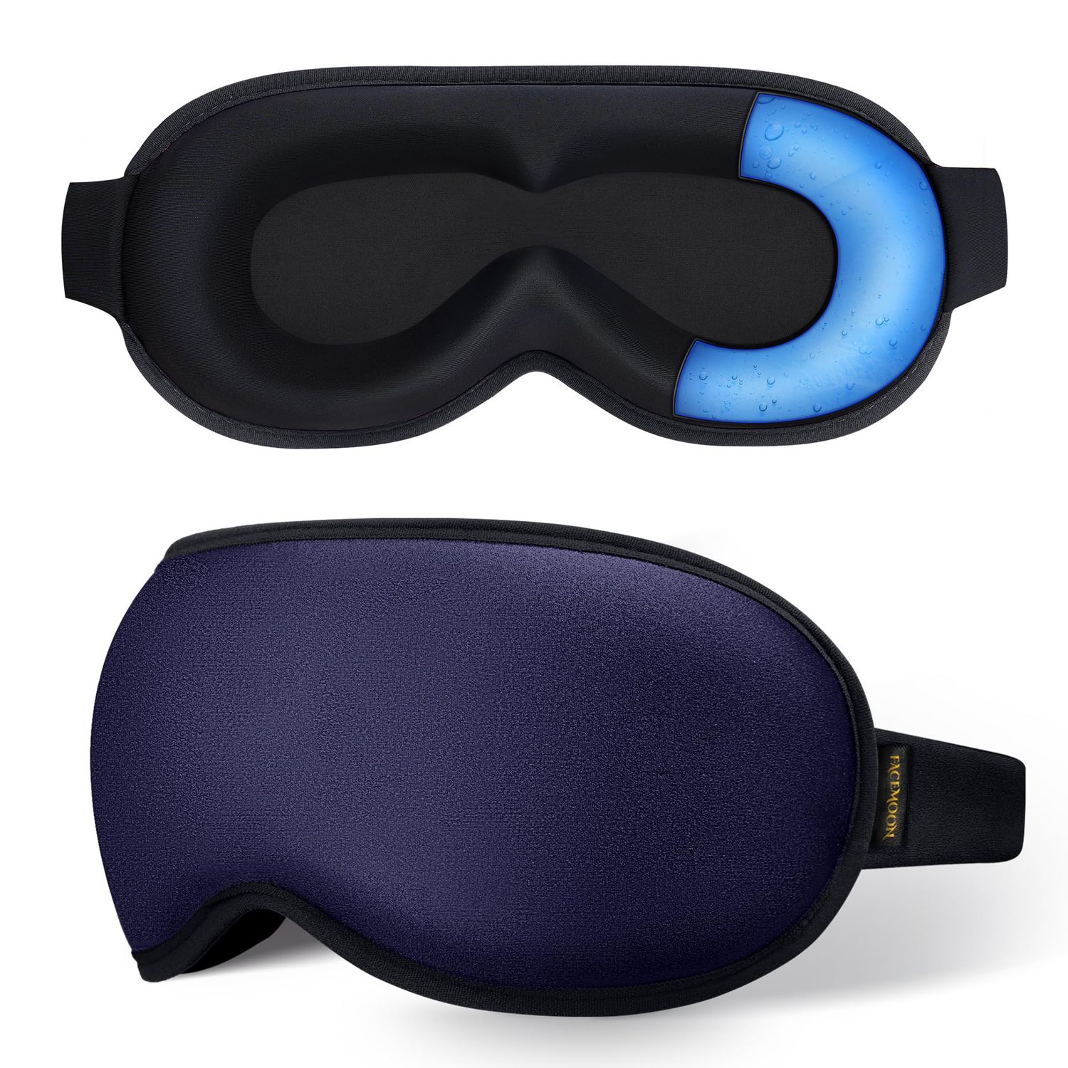 Cooling Gel 3D Sleep Eye Mask-Weighted Blackout Sleep Mask Cold Compress for Dark Circles, Dry Eyes, and Puffiness - Comfortable, Eyelash-Friendly, Reusable for Relaxing Sleep -Blue
