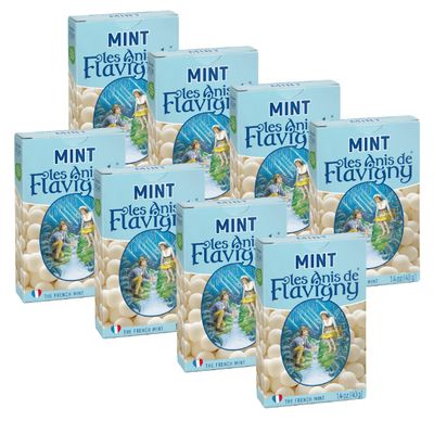 Les Anis de Flavigny Candy Mints, The French Mints, Vegan, Non-GMO, Made in France, Mint Flavor, 40g Box, 8-Pack