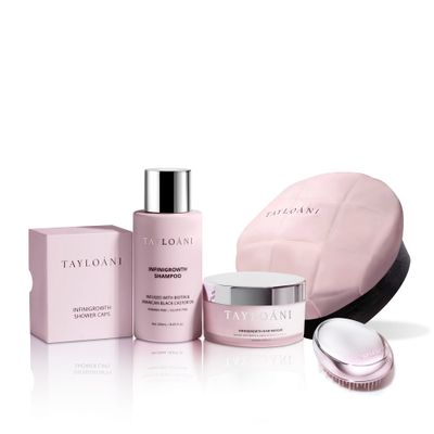 Infinigrowth Hair Care Bundle - Restorative Hair Treatment Kit for All Hair Types with Hair Mask, Thermocap Heat Cap, Detangler Brush 15 Shower Caps