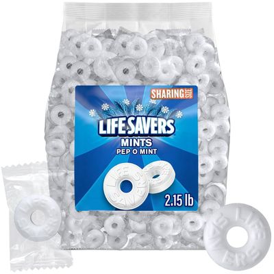 Pep O Mint Hard Candy, 2lb 2oz Bulk Pack of Lifesaver Mints Individually Wrapped, Bulk Mints for Parties and Events, Ideal Peppermint Candy for Refreshing Breath and Enjoyable Snacking