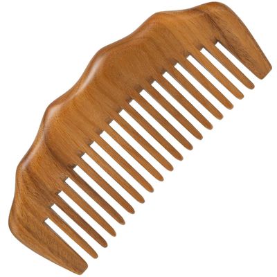 Moreinday Wooden Comb, Labor Comb, Wide Tooth for Curls, Green Sandalwood for Women Hair Growth