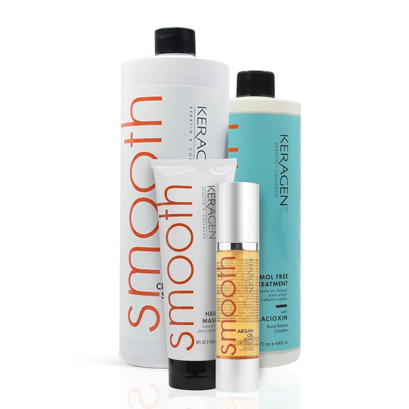 Keragen Brazilian Keratin Smoothing Treatment Formaldehyde-Free Blowout Kit for Frizzy, Dry, or Damaged Hair Organic Keratin and Collagen Salon-Quality Results at Home 16 Oz