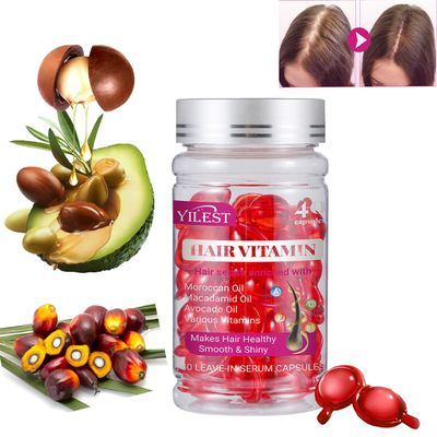 Zgxhga Hair Treatment Serum Oil 40 Capsules for Dry Damaged Hair, Hair Conditioner Capsules with Moroccan Macadamia Avocado Oils Vitaminer Anti Frizz No Rinse for All Hair Types