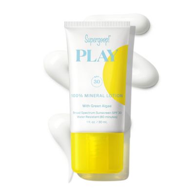 Supergoop! PLAY 100 Mineral Lotion - 1 fl oz - Broad Spectrum SPF 30 Sunscreen for Face Body - Lightweight, Fast Absorbing Water-Resistant - With Green Algae