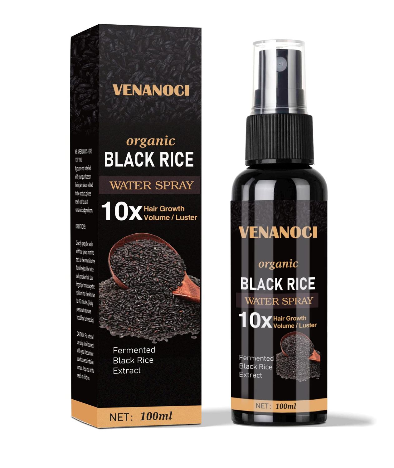 Venanoci Hair Growth Serum, Rice Water Spray for Women Men Treatment For Hair Loss, Damaged Dry Hair, Hair Regrowth for Thicker Longer Fuller Hair with Castor oil Ginger