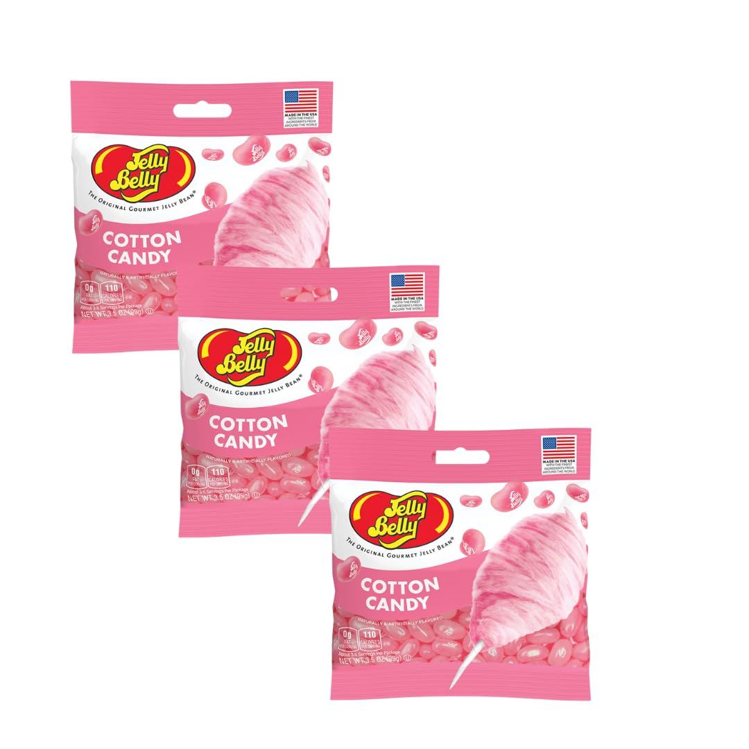 Jelly Belly Cotton Candy Jelly Beans- 3 Pack - 3.5 oz each, Beverage (Cotton Candy)