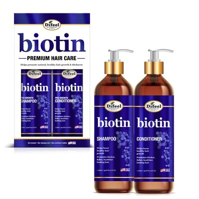 Difeel Elevated Biotin Shampoo Conditioner LARGE 33.8oz 2-PC Gift Set - Shampoo and Conditioner for Thinning Hair and Hair Loss, Sulfate Free Shampoo Conditioner