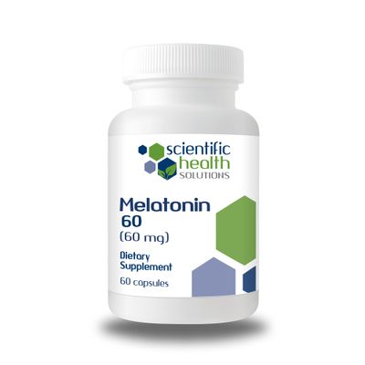 Scientific Health Solutions Melatonin 60mg High Dosage Melatonin in Easy-to-Swallow Capsules Vegan, Non-GMO Gluten-Free US-Made Extra Strength Melatonin (Single)