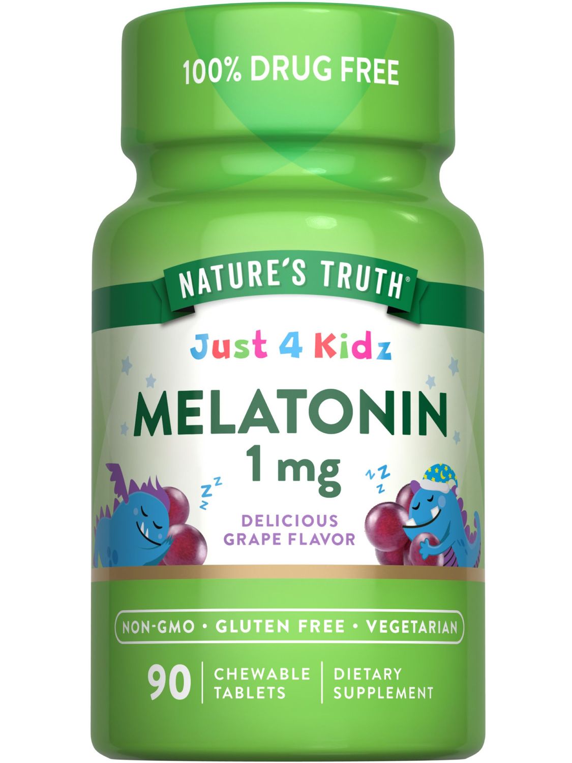Nature&#39;s Truth Kids Melatonin Chewable Tablets 1mg Grape Flavor Vegetarian, Non-GMO, Gluten Free Supplement