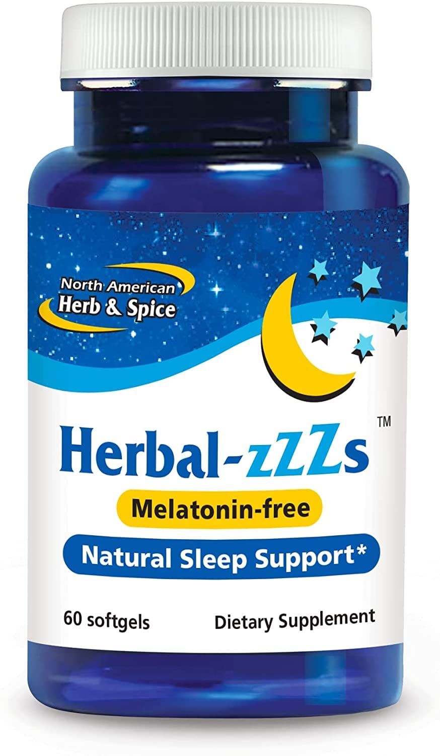 NORTH AMERICAN HERB SPICE Herbal-zzZs - 60 Softgels - Melatonin Free, Non-Habit Forming - with Ashwagandha Chamomile - Non-GMO - 60 Servings