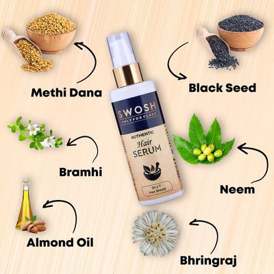 SWOSH Ayurvedic Herbal Hair Serum For Men Women, Anti Frizz and Tangle Hair Serum, SLES PARABEN FREE 100 ml (Pack of 1)