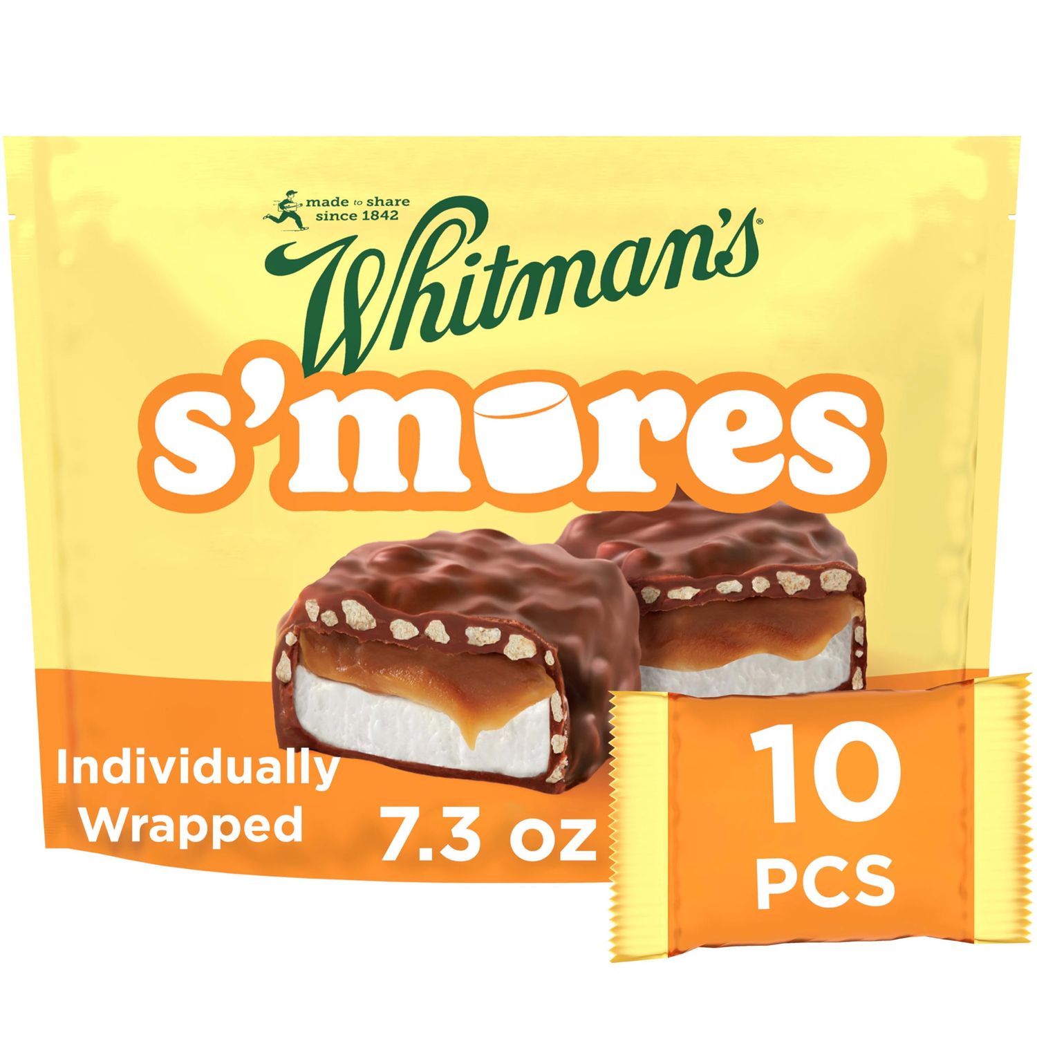 WHITMAN&#39;S S&#39;Mores Caramel Milk Chocolate Candy, Bag 7.3. oz (10 pieces)