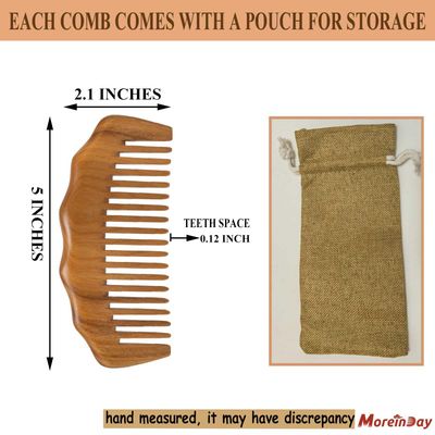 Moreinday Wooden Comb, Labor Comb, Wide Tooth for Curls, Green Sandalwood for Women Hair Growth