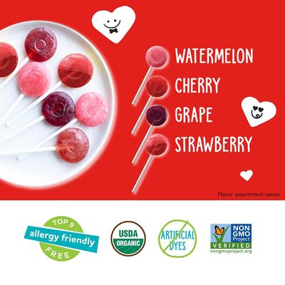 YumEarth Organic Pops Valentine Variety Pack - Fruity Lollipops - Gluten Free Snacks for Kids - Allergy Friendly, Non-GMO, No Artificial Flavors or Dyes - Assorted Flavors, 6.11 oz (Pack of 28)