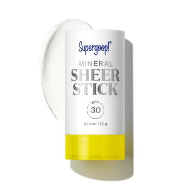 Supergoop! Mineral Sheer Stick SPF 30 Sunscreen - 100 Mineral, Broad Spectrum Sunscreen for Face Body - Helps Filter Blue Light - Natural Finish - For All Skin Types - 0.7 fl oz