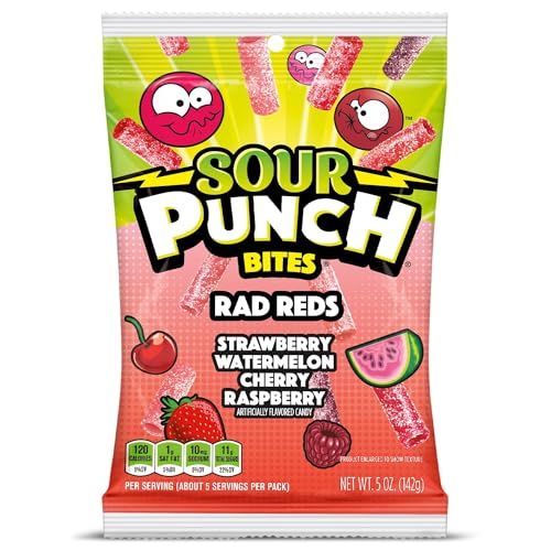 Sour Punch Bites Assorted Ragin&#39; Reds Candy 5 oz. - Case of 12