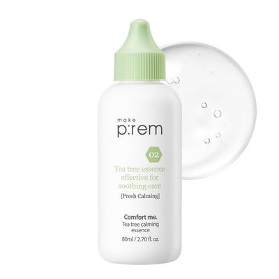make p:rem Comfort me. Tea tree calming essence soothing essence lightweight and watery essence Quick-Absorbing essence for sensitive skin 80ml, 2.70 fl.oz. MAKEP:REM makeprem
