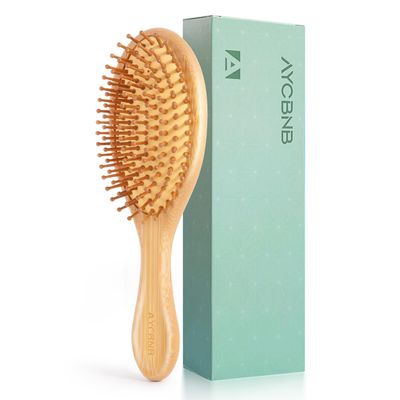 Generic AYCBNB Bamboo Hair Brush,Paddle Detangling Brush, Scalp Massage Hair Growth Brush, Anti-static Comb, for WomenMen,for Wet Dry Curly Thick Straight Hair