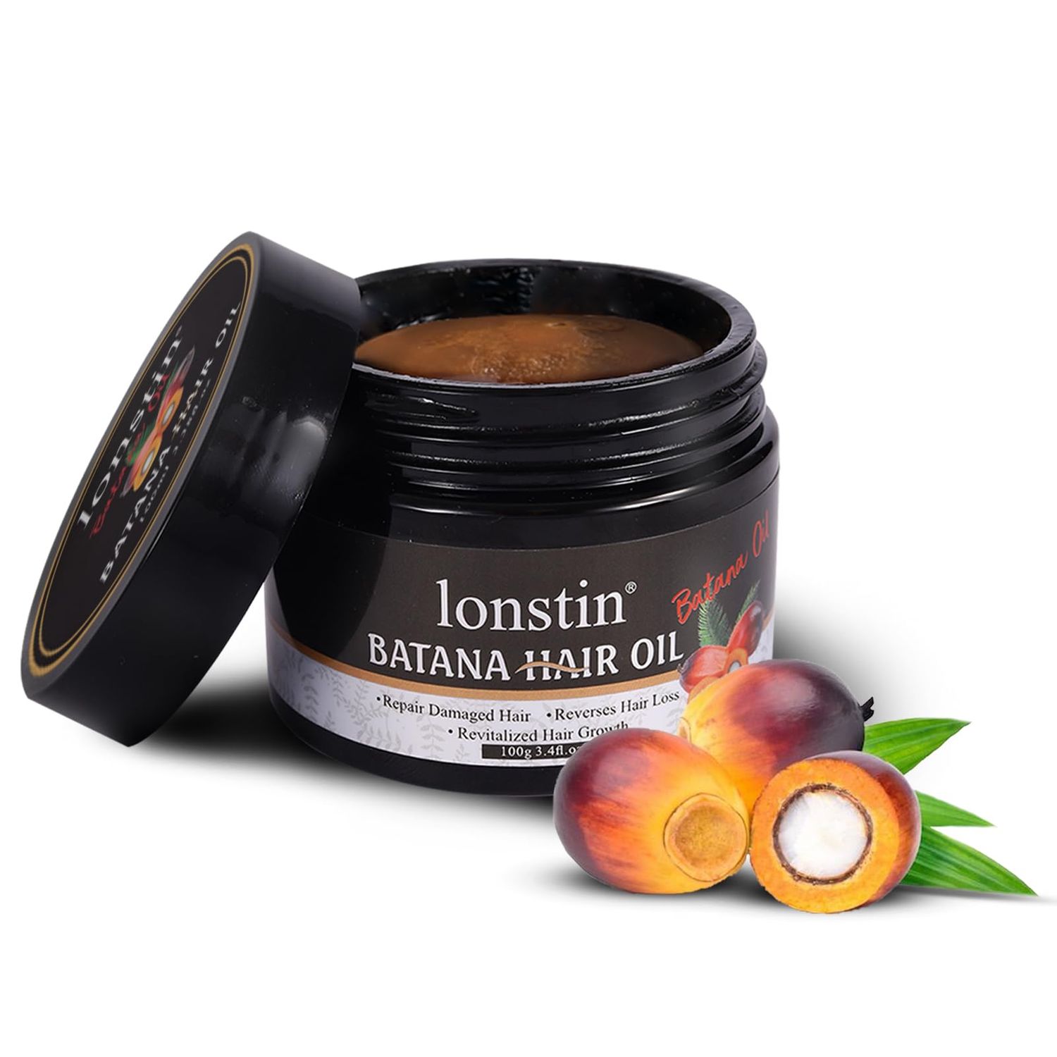 lonstin Raw Batana Oil for Hair Growth Repair - Anti Hair Loss Treatment, Frizz Control Split Ends Rescue for Men Women - All Hair Types, 3.4oz