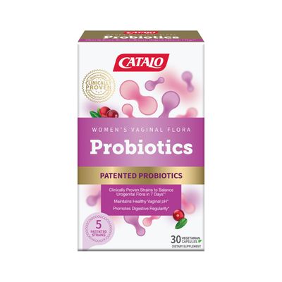 CATALO Vaginal Probiotics for Women with Cranberry - 10 Billion CFU, Lactobacillus, Prebiotics, Bifidobacterium, Plant-Based Capsules, Daily Probiotic Supplement - 30 Daily Vegetarian Capsules