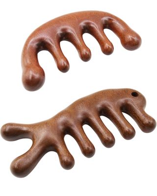 BINCKIN Wooden Scalp Massager Comb for Hair Growth, 2 Pack Wood Wide Tooth Comb for Women Men, Natural Sandalwood Head Massager