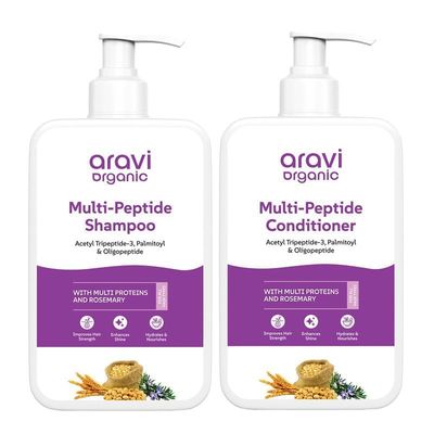 Aravi Organic Multi-peptide Shampoo Multi-peptide Conditioner For Healthy Hair Growth - Pack of 2