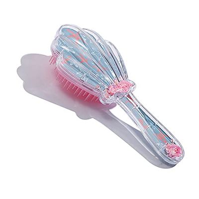 Mermaid Detangler Hair Brush, Detangling Hair Comb Christmas Shell Glitter Comb Hairbrush Massage Scalp No Pain Detangler for Dry Wet Hair Kids Girls Woman (Pink)